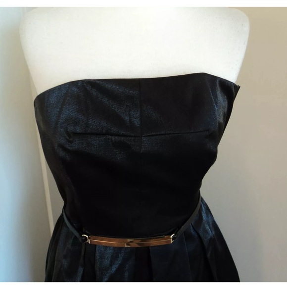 RACHEL ROY BLACK METALLIC GOLD BELT STRAPLESS DRESS SIZE 10 NWT - Picture 3 of 16